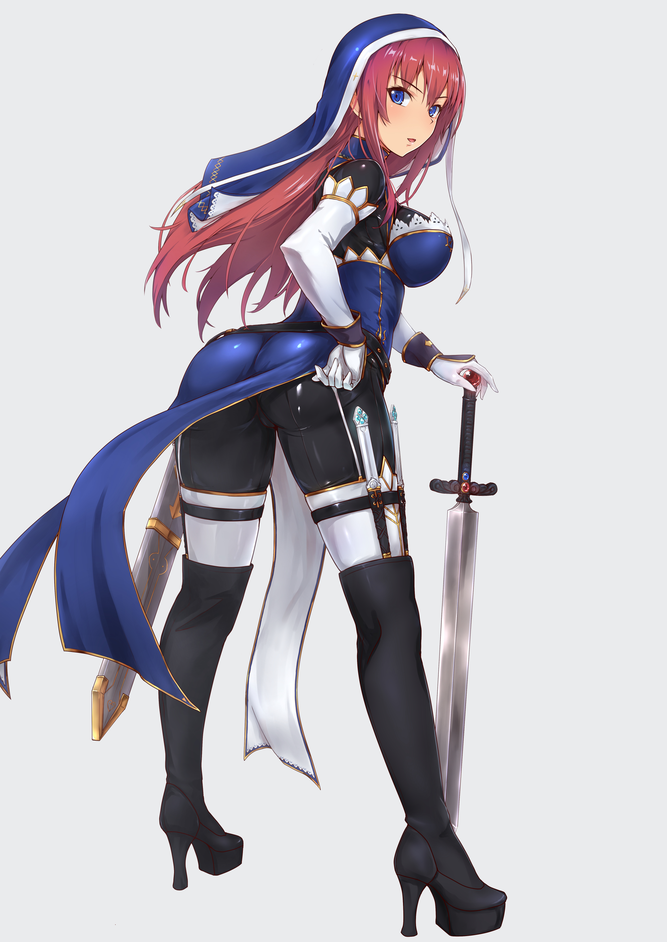 Tori Puru0083 Ass Bodysuit Heels Nun Sword Thighhighs Weapon 408557 Yandere 